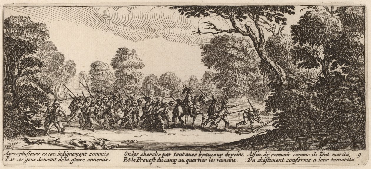 Entdeckung der kriminellen Soldaten von Gerrit van Schagen after Jacques Callot