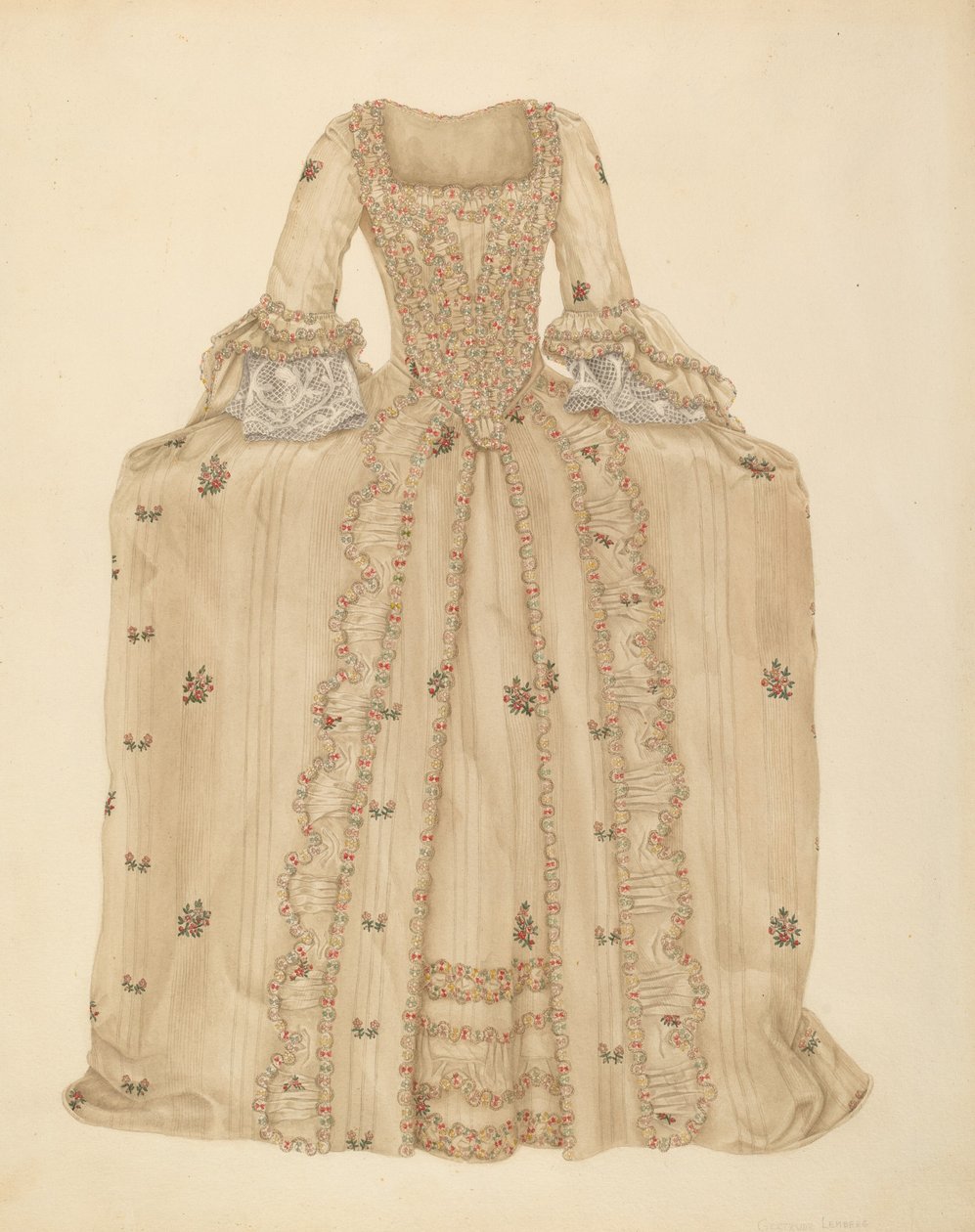 Brokadiertes Seidenkleid, ca. 1939 von Gertrude Lemberg