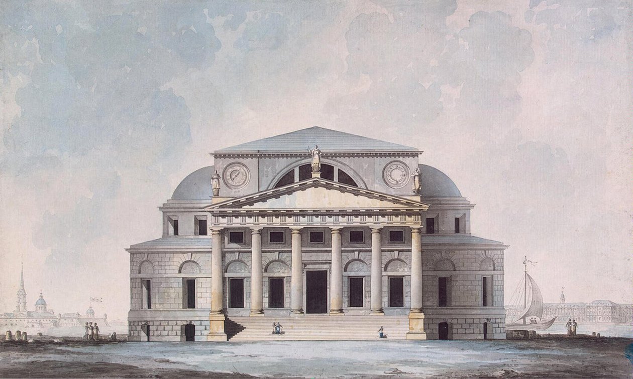 Fassade des Börsengebäudes in Sankt Petersburg, 1783 von Giacomo Antonio Domenico Quarenghi