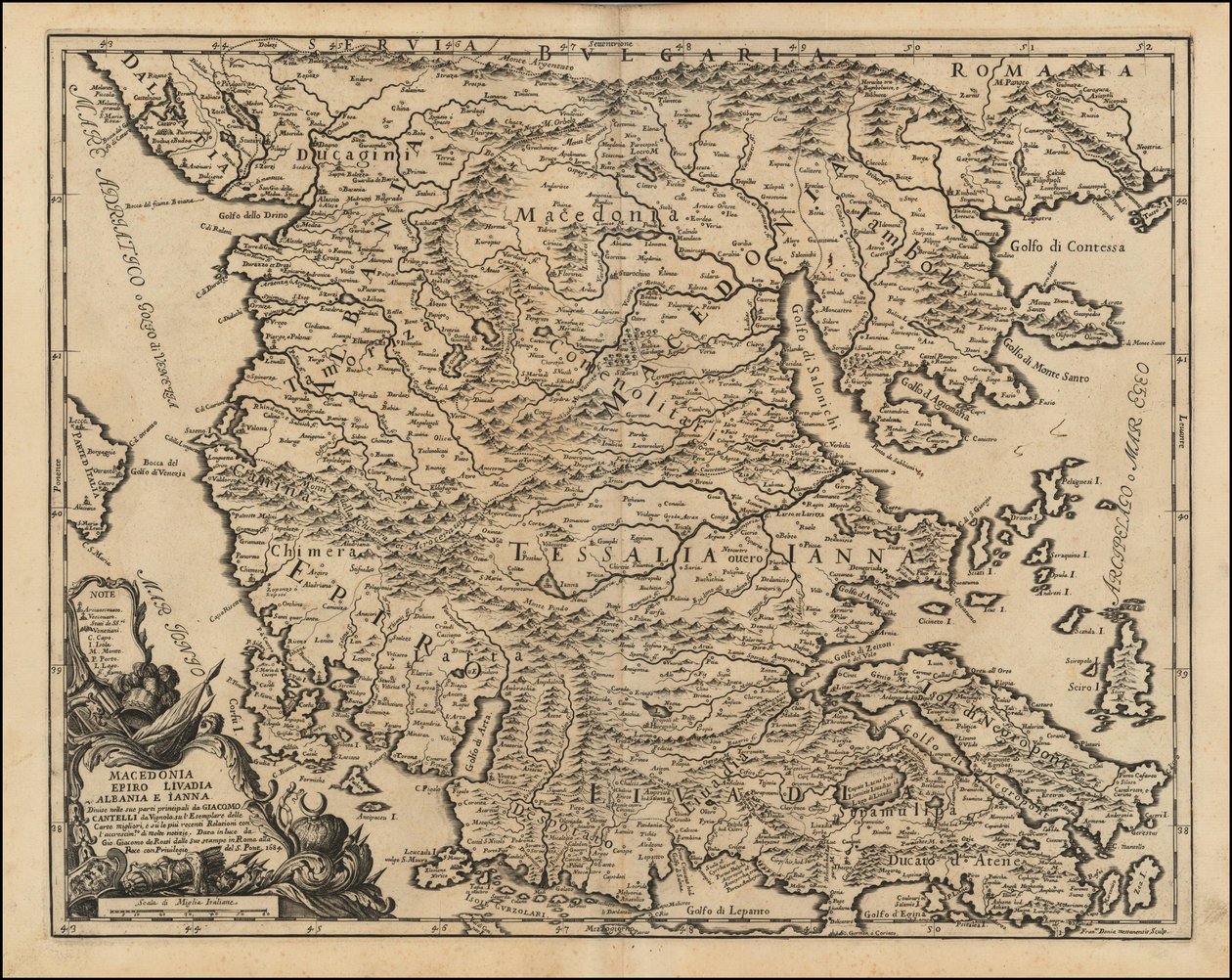 Karte von Thessalien und Makedonien 1684 von Giacomo Cantelli da Vignola von Giacomo Cantelli