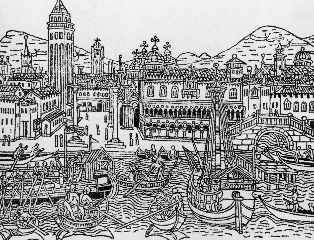 Ansicht von Venedig im 15. Jahrhundert, Italien, Holzschnitt, aus Supplementum chronicarum von Giacomo Filippo Foresti (1434-1520) von Giacomo Filippo Foresti