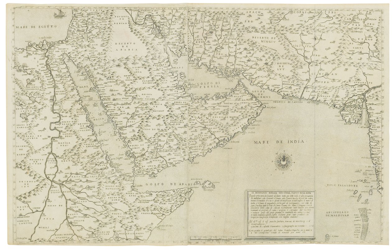 Karte von Indien und Südostasien; Il Disegno Della Terza Parte Dell