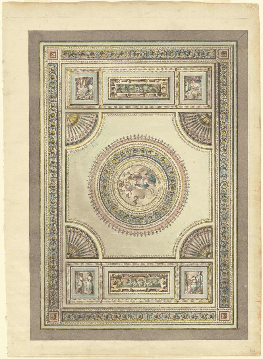 Eine verzierte Decke mit einer Allegorie des Frühlings von Giacomo Quarenghi