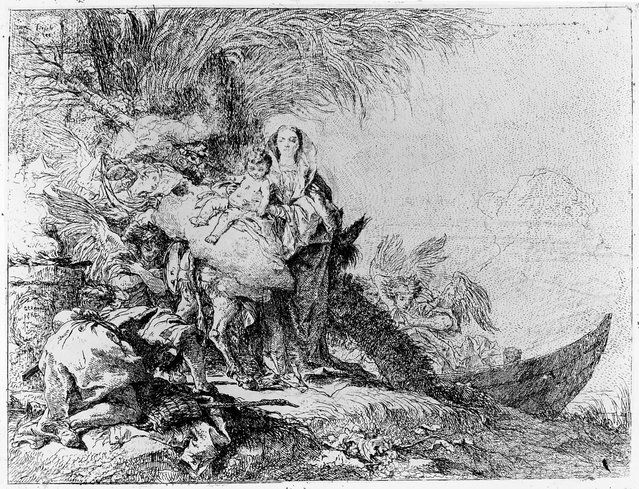 Die Flucht nach Ägypten, ca. 1750 von Giovanni Domenico Tiepolo