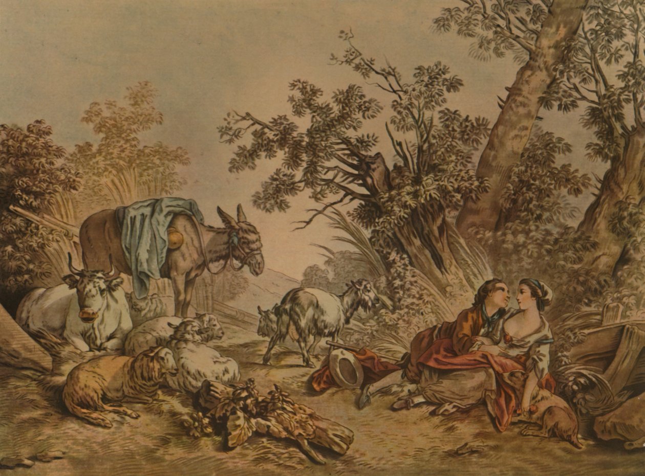 La Grande Pastorale, Nr. 602, Pastoralszene, um 1740-1770, 1913 von Gilles Demarteau