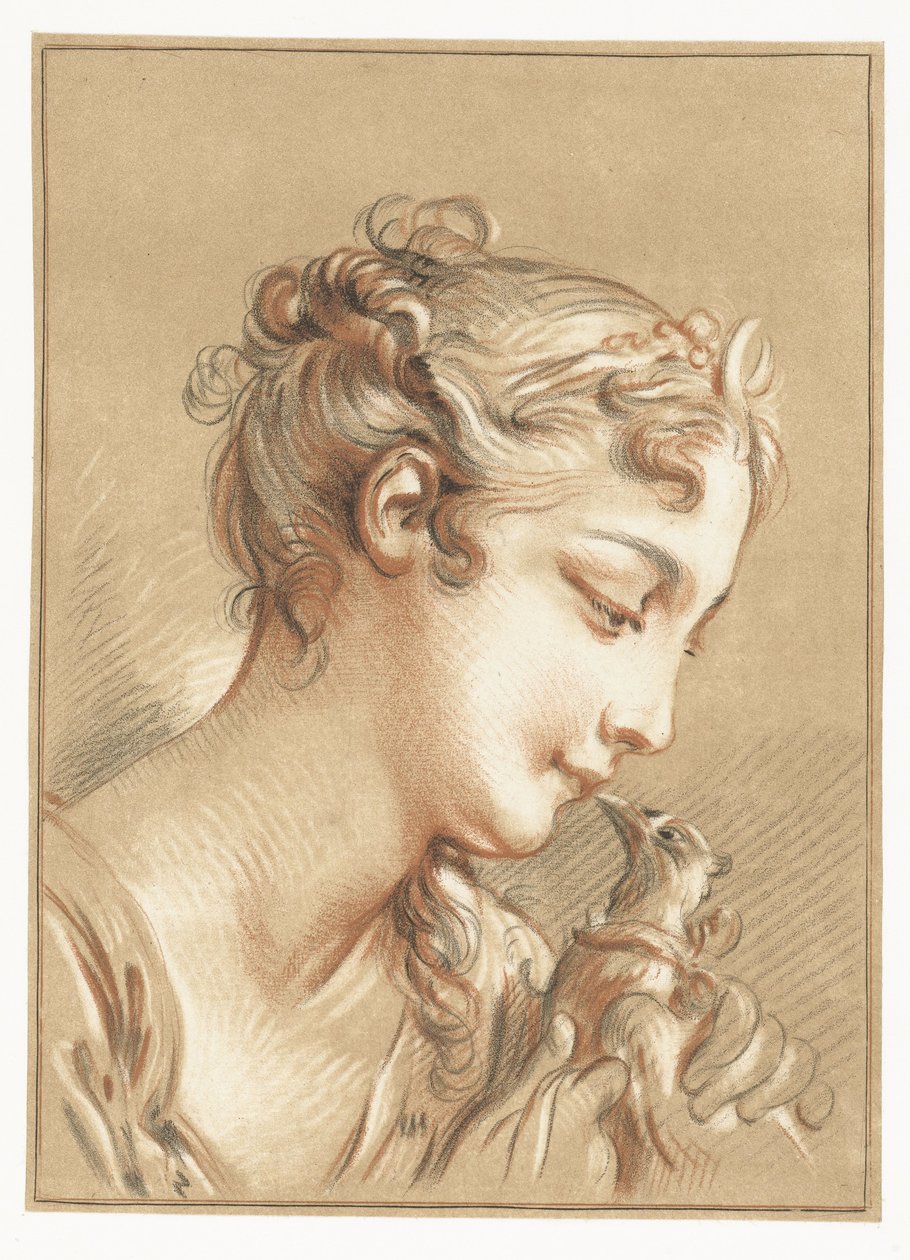 Mädchen mit einer Taube von Gilles Demarteau