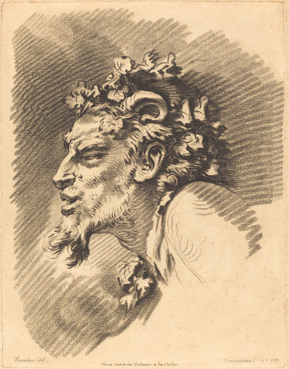 Kopf eines Fauns von Gilles Demarteau, the Elder after François Boucher
