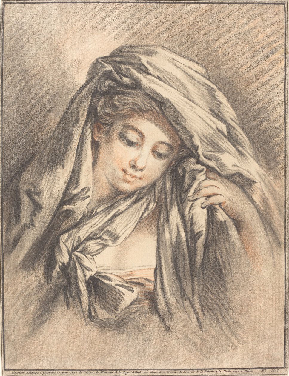 Junge Frau mit bedecktem Kopf von Gilles Demarteau, the Elder after François Boucher