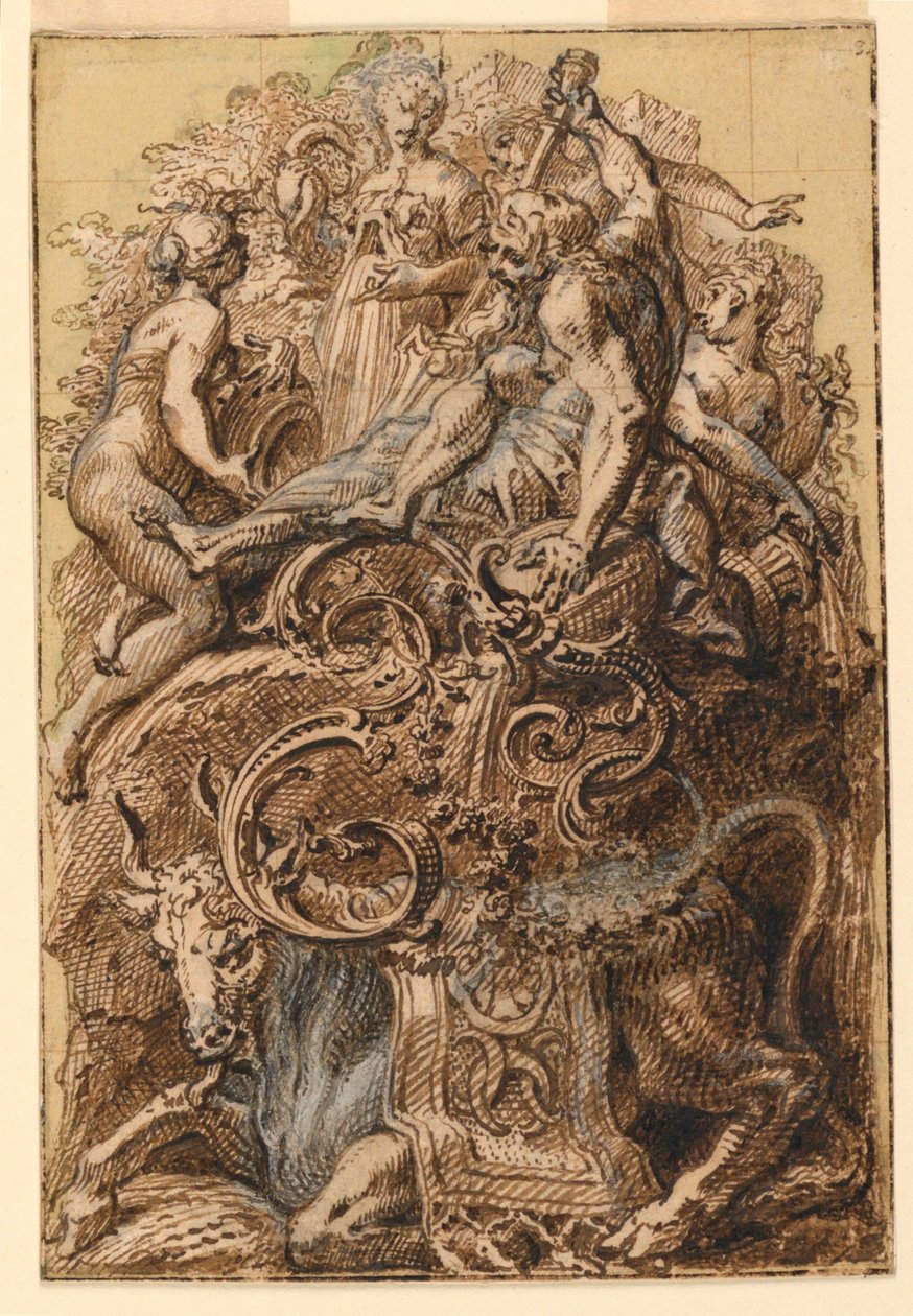 Entwurf für eine illuminierte Initiale "F" von Gilles Marie Oppenord