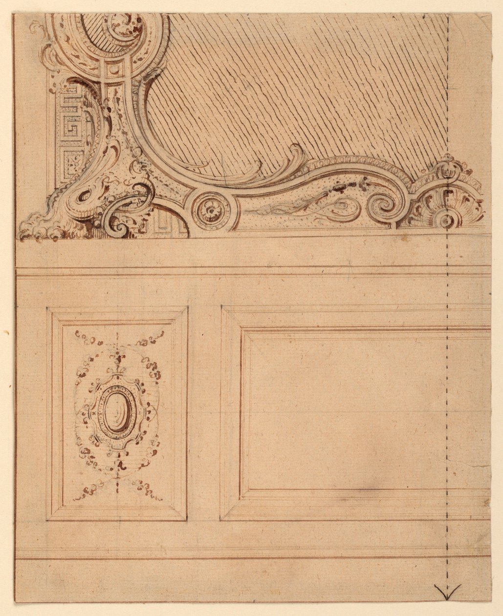 Entwurf für den unteren Teil eines Wandpaneels, 1714 von Gilles Marie Oppenord