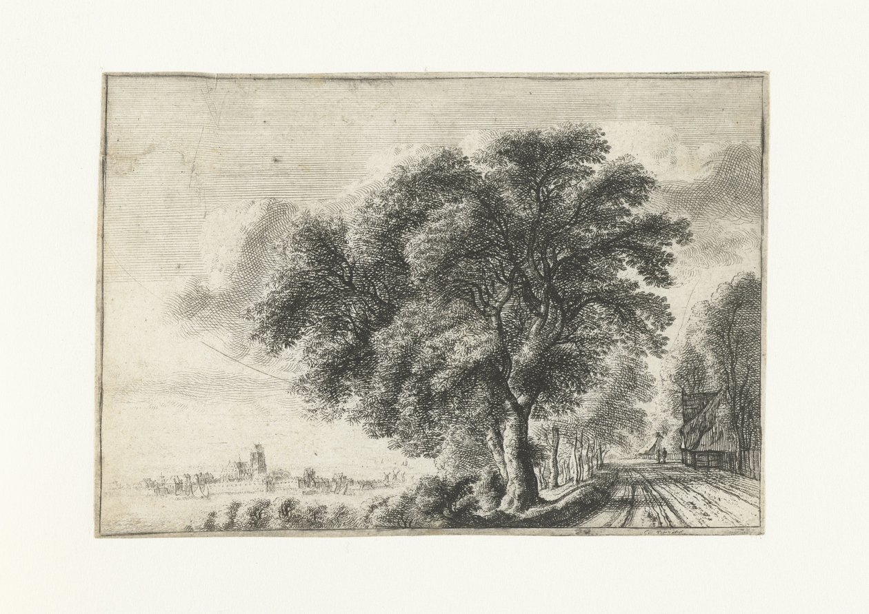 Landschaft mit Blick auf Dordrecht links von Gilles Neyts