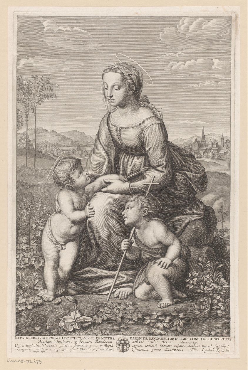 Maria mit Kind und Johannes dem Täufer in einer Weidelandschaft von Gilles Rousselet