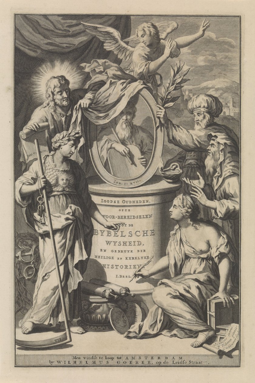 Biblische Figuren enthüllen das Porträt von Moses von Gilliam van der Gouwen