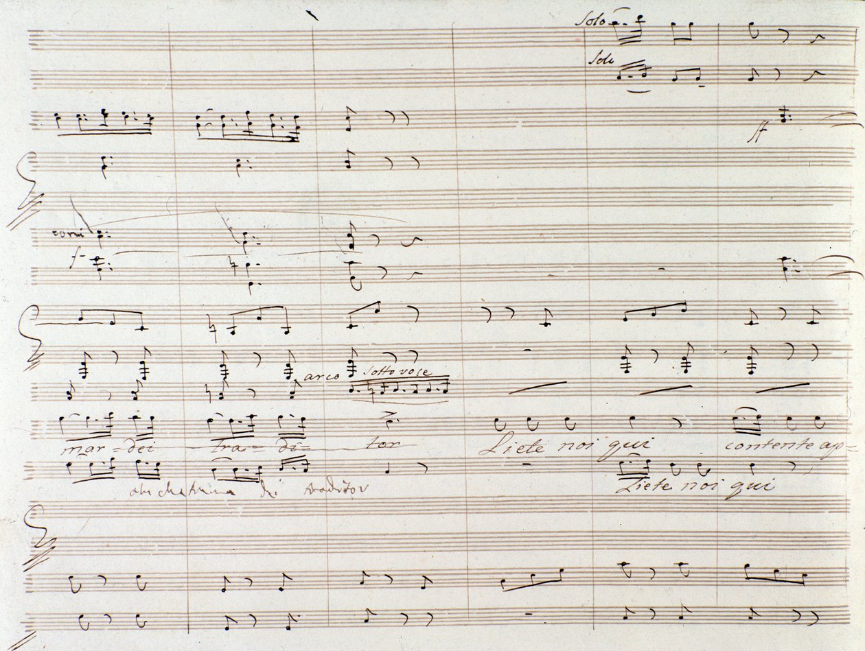Seite der Partitur von Le Comte Ory mit handschriftlichen Korrekturen von Gioacchino Rossini von Gioachino Rossini