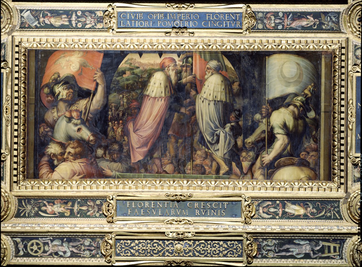 Die Vereinigung von Florenz und Fiesole von der Decke des Salone dei Cinquecento, 1565 von Giorgio Vasari