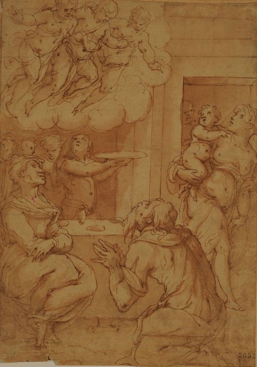 Drei Engel erscheinen der Familie Abrahams von Giorgio Vasari