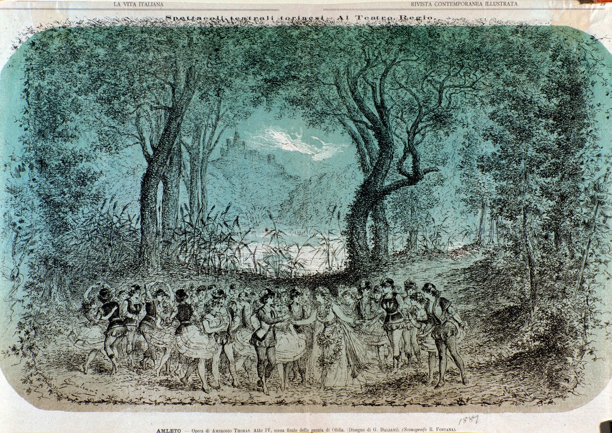 Illustration für die Szene von Ophelias Wahnsinn in Hamlet von Ambroise Thomas von Giorgio Dalsani