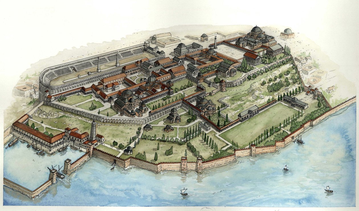 Byzantinisches Reich: Blick auf den Kaiserpalast von Konstantinopel von Giorgio Albertini