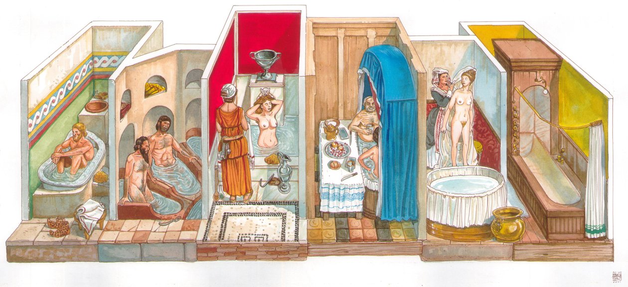 Alltagsleben: Entwicklung der sanitären Systeme und Hygiene: Darstellung von Bädern und Toiletten von der Antike bis zur Neuzeit von Giorgio Albertini