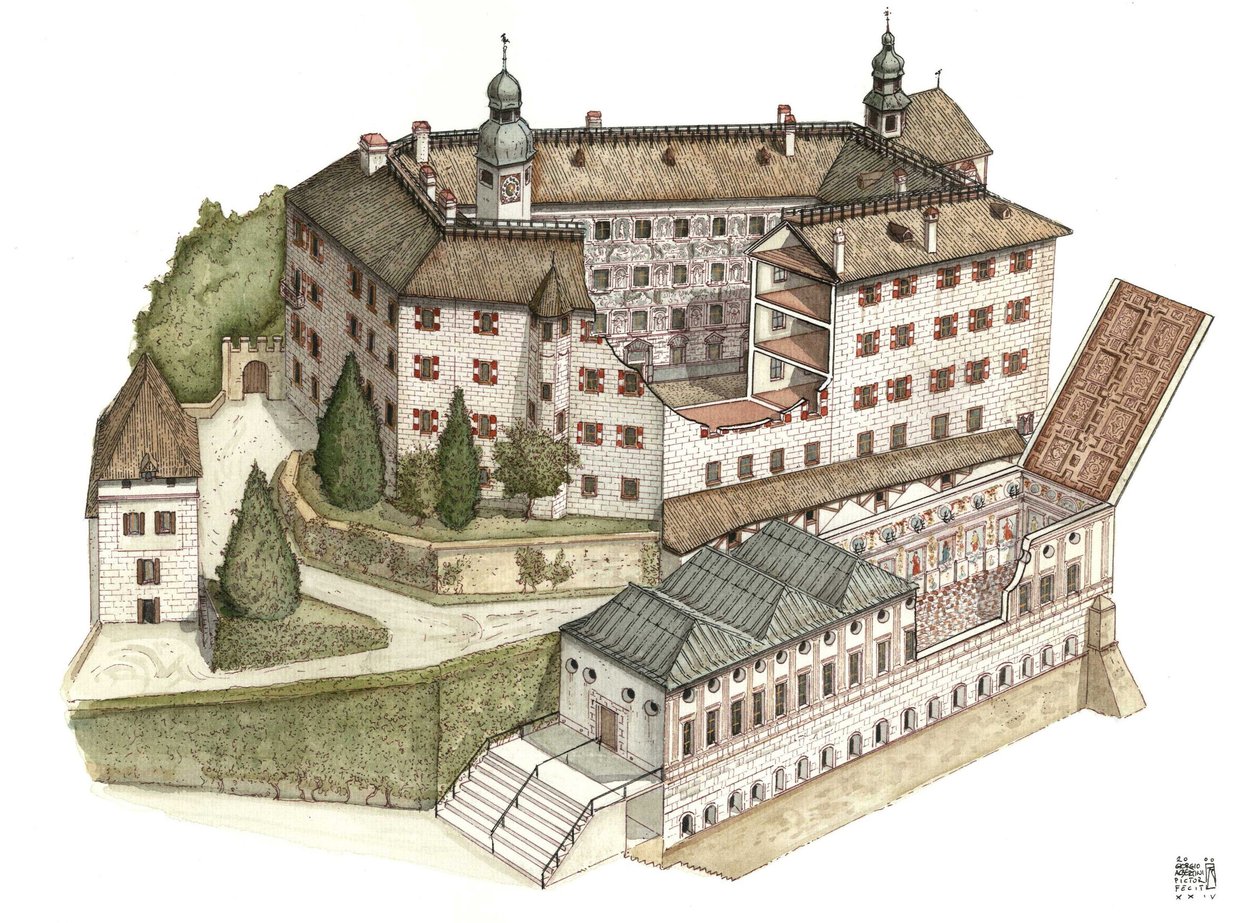 Renaissancearchitektur: Rekonstruktion des Schlosses Ambras von Giorgio Albertini
