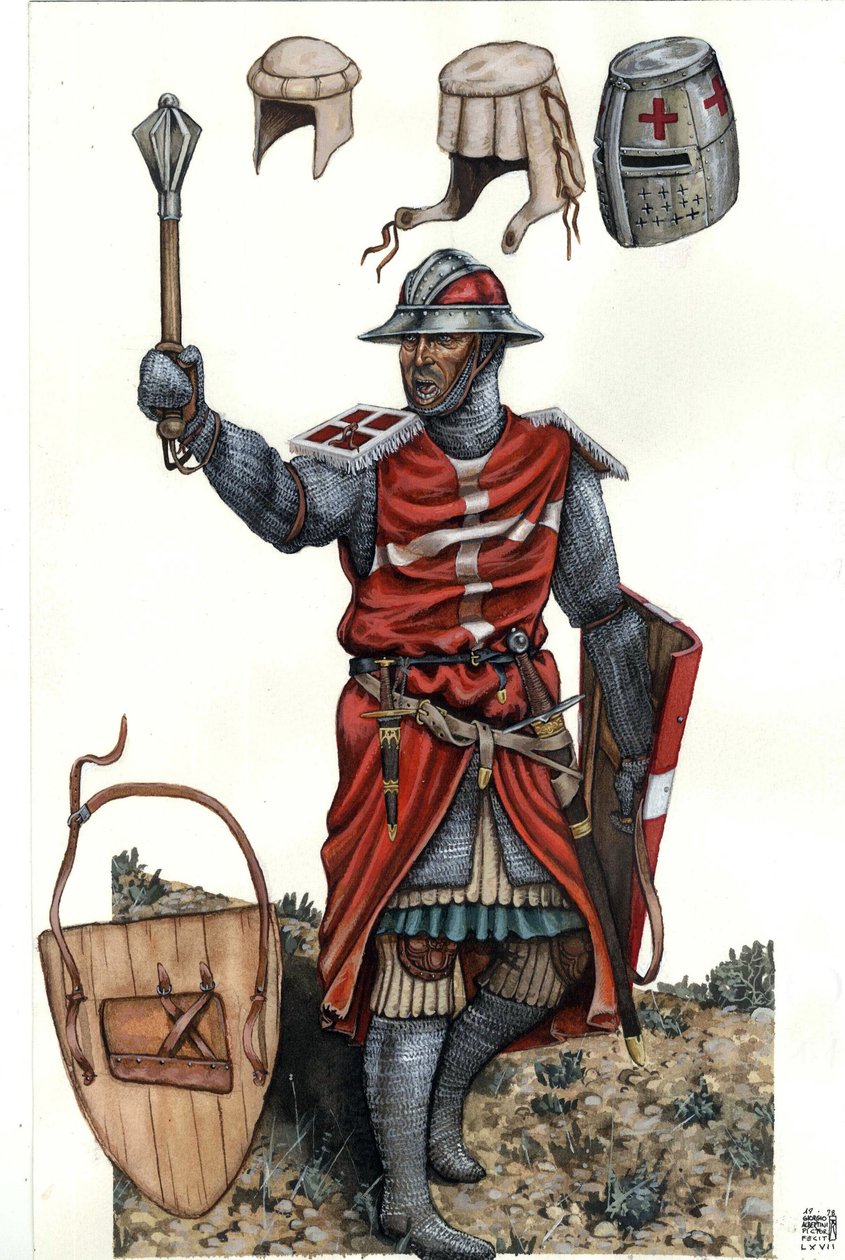 Darstellung eines Sergeanten des Ordens von St. Johann von Jerusalem (oder Hospitaliter) im 13. Jahrhundert von Giorgio Albertini