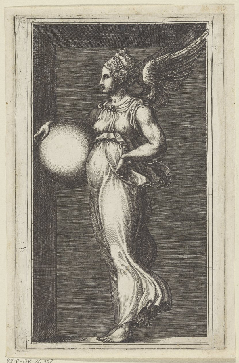 Allegorische Figur mit einer Kugel von Giorgio Ghisi
