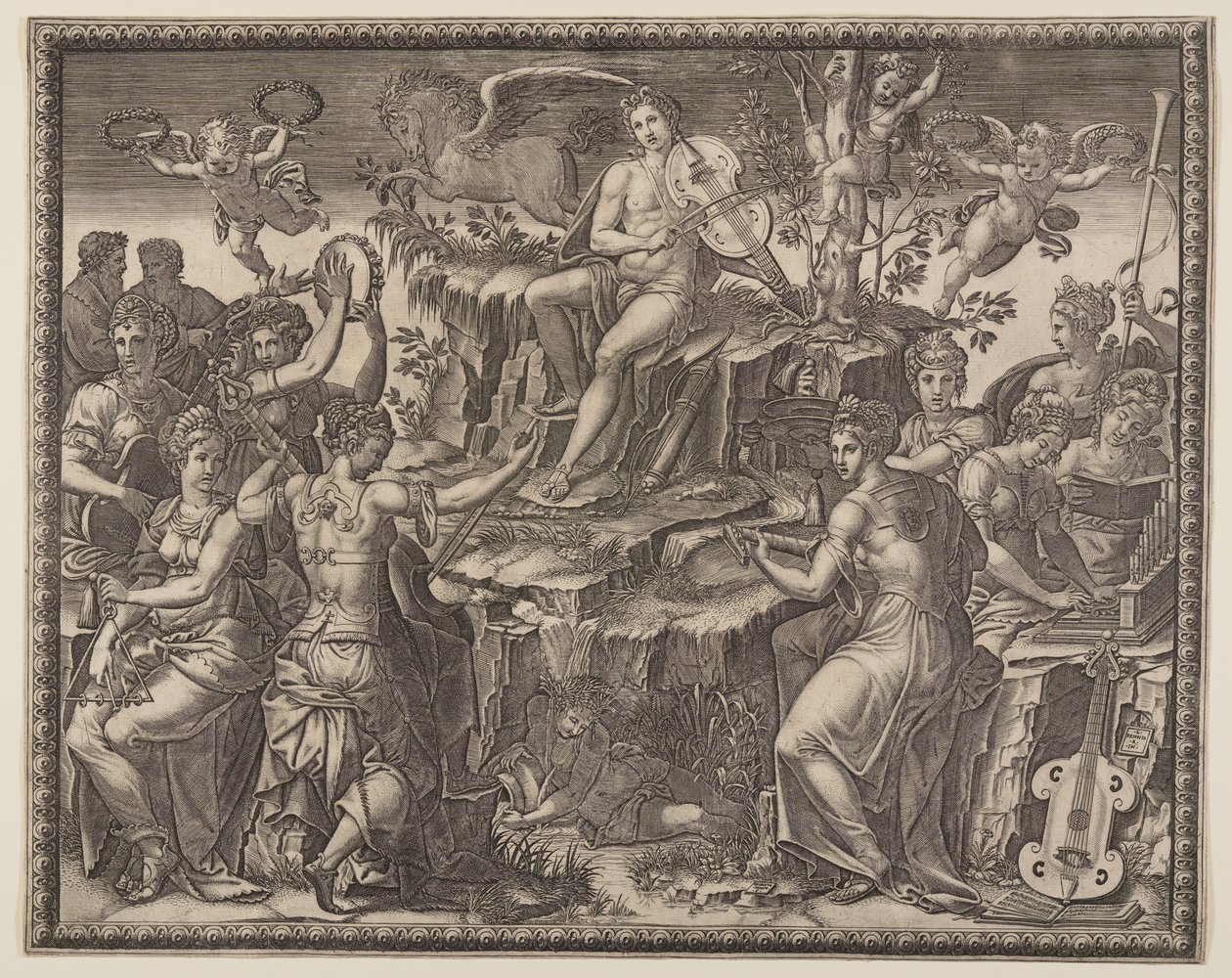 Apollo und die Musen auf dem Berg Parnass von Giorgio Ghisi