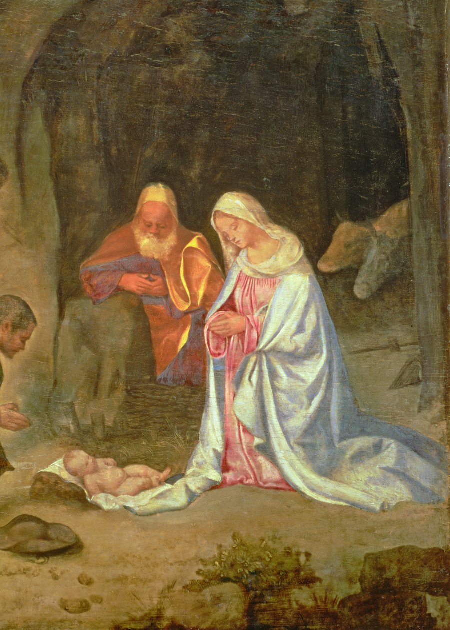 Anbetung der Hirten, Detail der Heiligen Familie, ca. 1510 (Detail) von Giorgio Giorgione