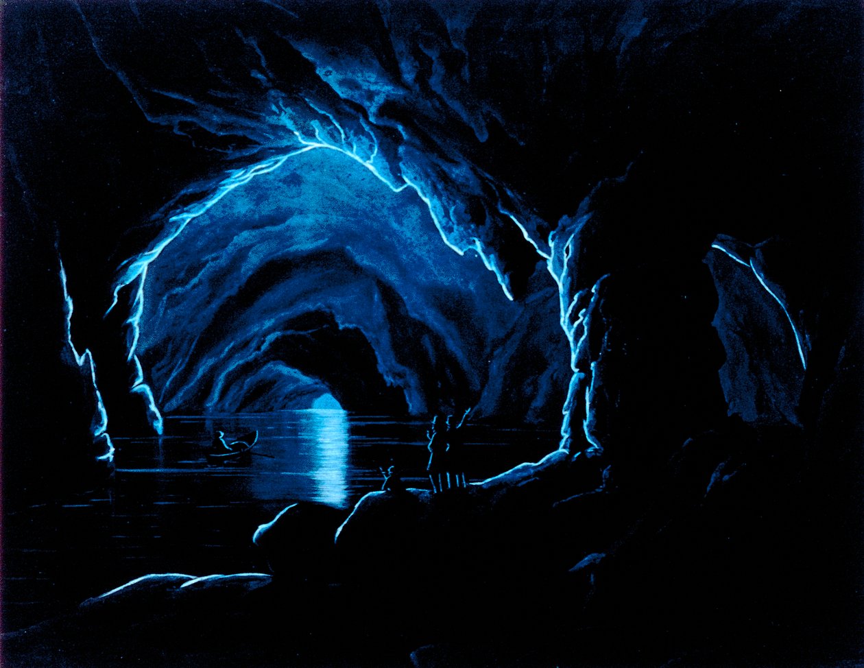 Reproduktion eines Stichs der Blauen Grotte auf der Insel Capri von Giorgio Sommer