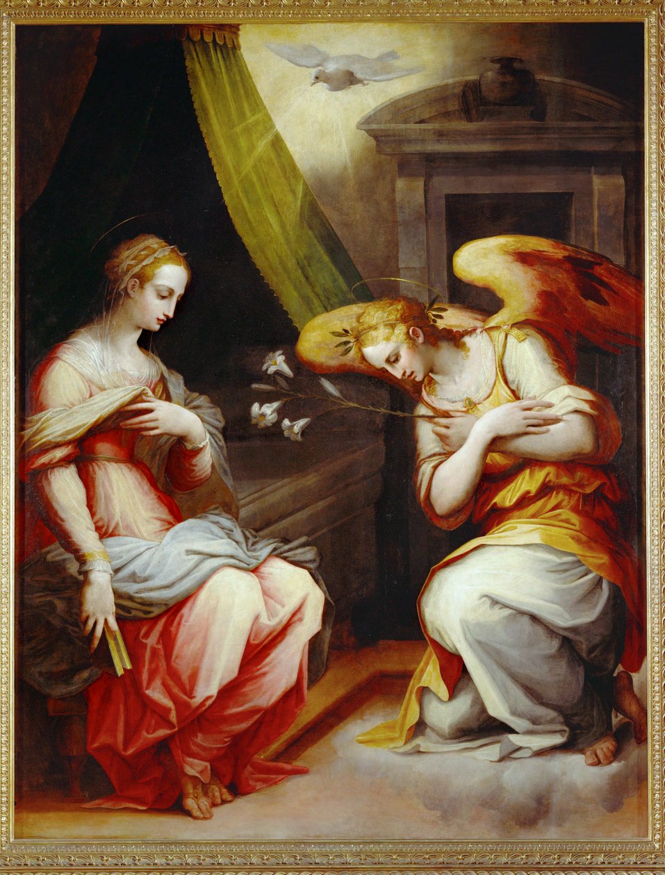 Verkündigung. Mitteltafel eines Triptychons. Gemalt für den Hauptaltar von Santa Maria Novella in Arezzo von Giorgio Vasari