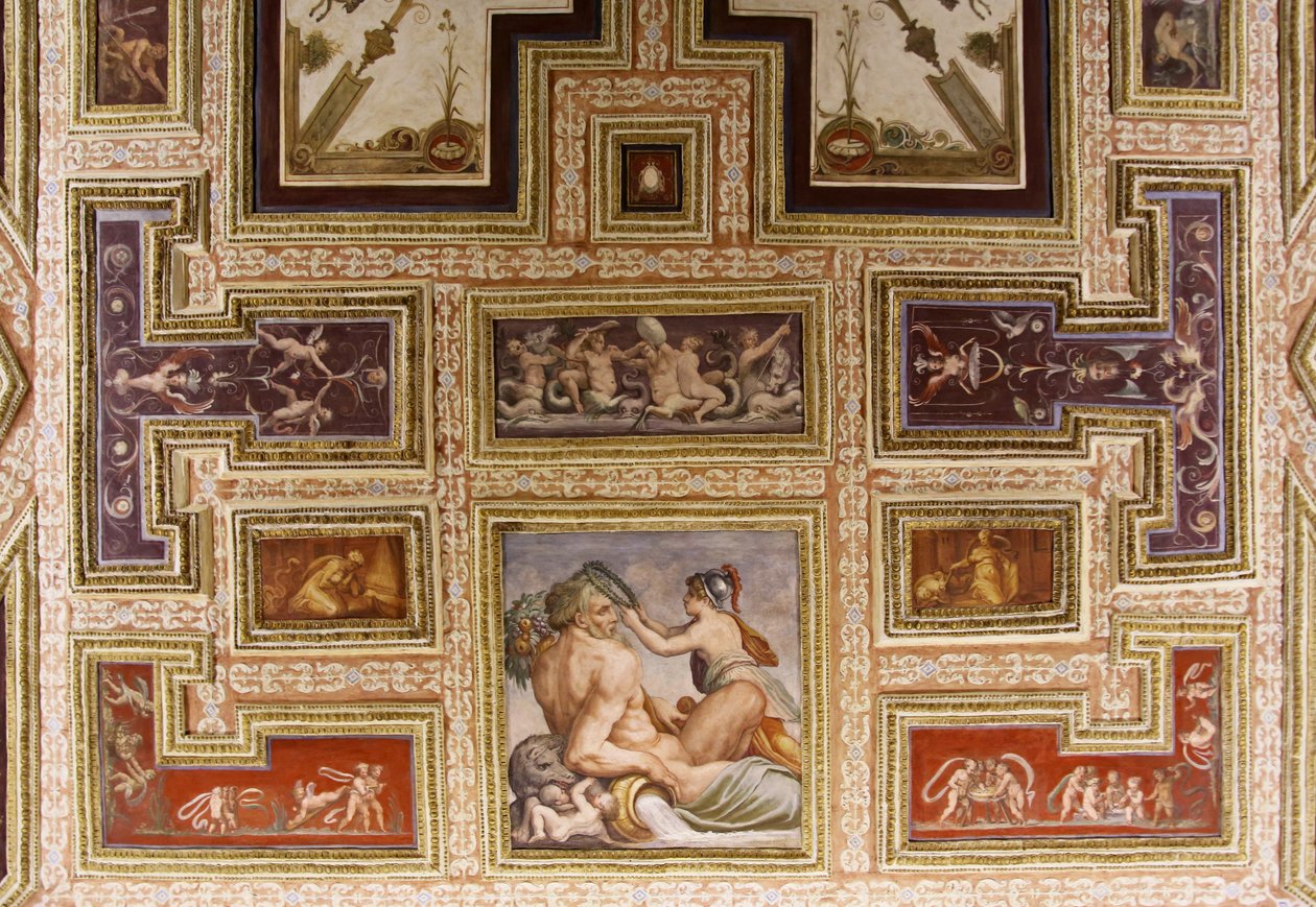 (Detail) Ceres stillt Triptolemus, Altoviti-Decke, 1553, Fresko von Giorgio Vasari