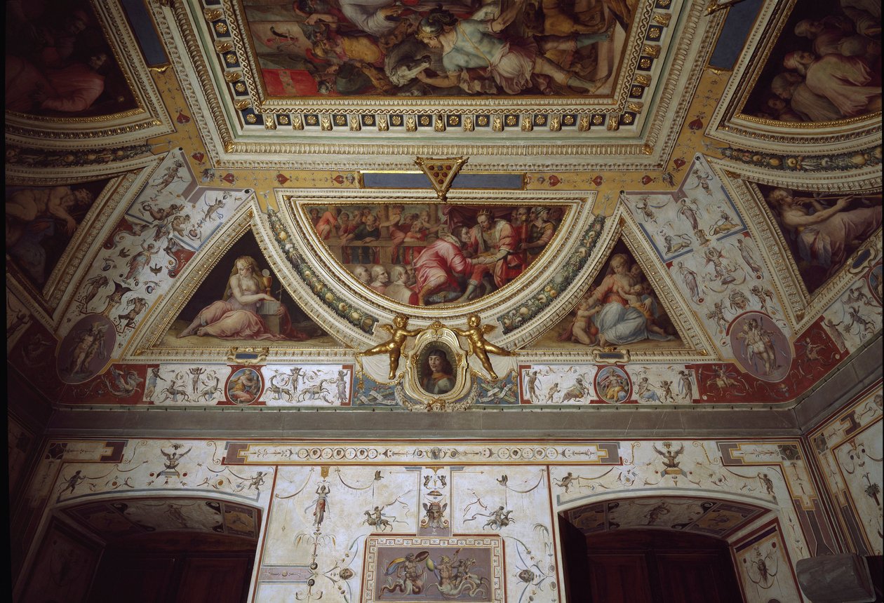 Detail des Zimmers von Lorenzo il Magnifico, das seinen Besuch in Neapel darstellt von Giorgio Vasari