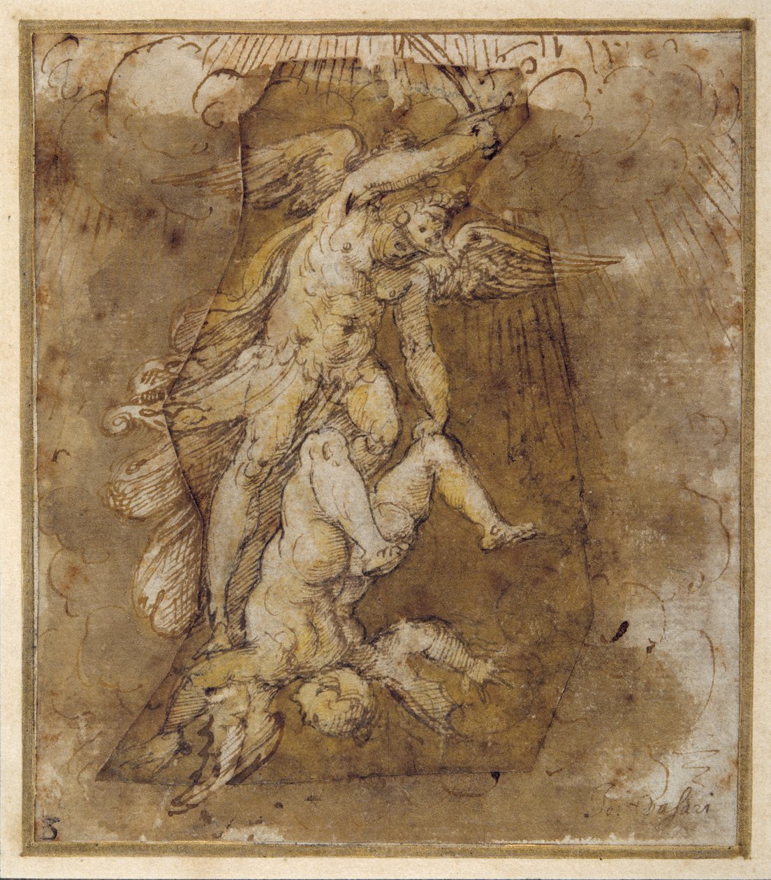 Zeichnung für die Engel des Gewölbes von Sankt Michael, um 1511-74 von Giorgio Vasari