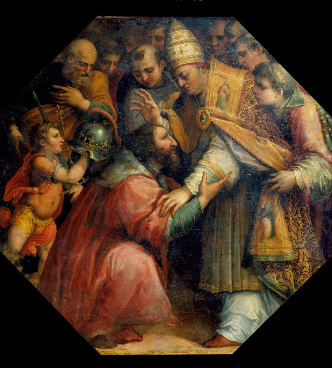 Treffen von Franz I. und Leo X. in Bologna (Konkordat von Bologna 1517), ca. 1558-62 von Giorgio Vasari