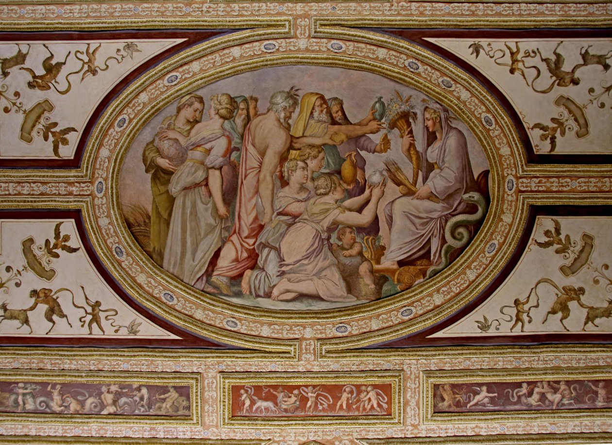 (Detail) Der Mythos von Ceres, Altoviti-Decke, 1553, Fresko von Giorgio Vasari