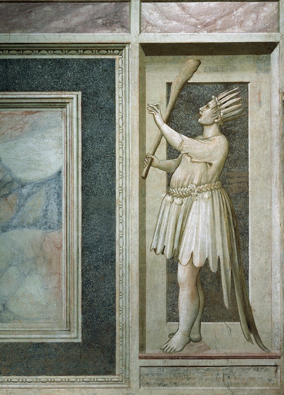 Torheit, männliche Figur mit verschlossenem Mund, nach der Restaurierung 2002 von Giotto (c.1266 1337)