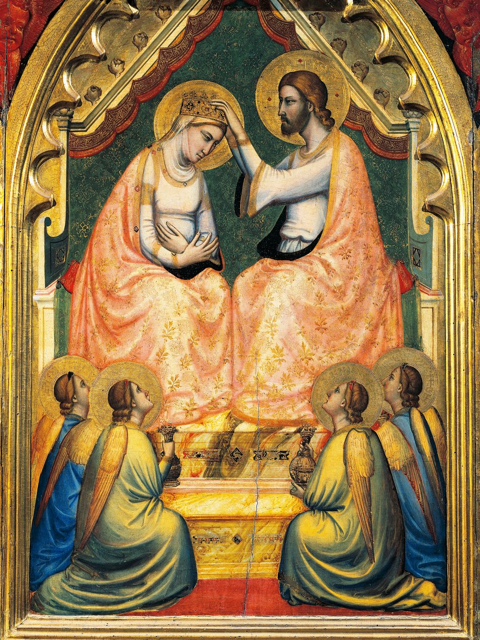 Italien, Florenz, Basilika Santa Croce, Bandini Baroncelli-Kapelle, Krönung der Jungfrau, von Giotto (1267-1337), Fresko, Detail von Giotto (c.1266 1337)