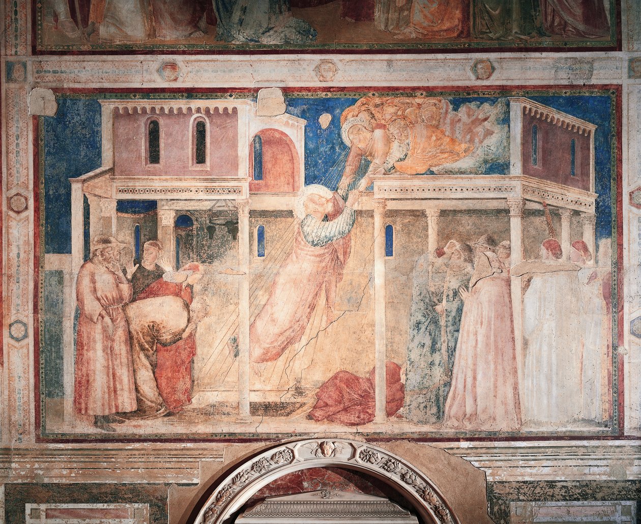 Italien, Florenz, Basilika Santa Croce, Peruzzi-Kapelle, Geschichten des Johannes Evangelist: Entführung, von Giotto (1267-1337), Fresko, Detail von Giotto (c.1266 1337)