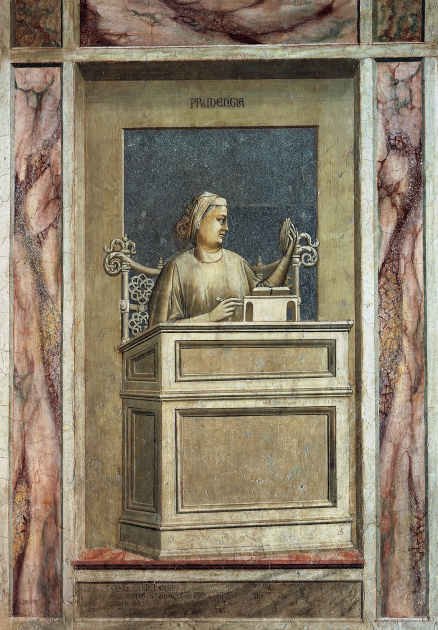 Klugheit, weibliche Figur am Schreibtisch, nach der Restaurierung von Giotto (c.1266 1337)