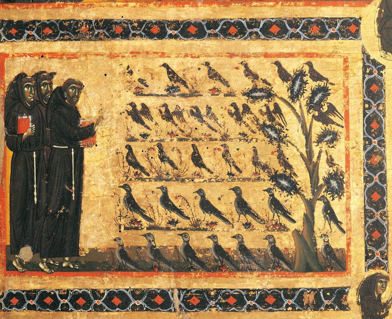 Geschichten des Heiligen Franziskus: Heiliger Franziskus predigt den Vögeln, Fresko von Giotto, ca. 1325. Bardi-Kapelle von Vernio, Basilika Santa Croce, Florenz, Italien von Giotto (c.1266 1337)