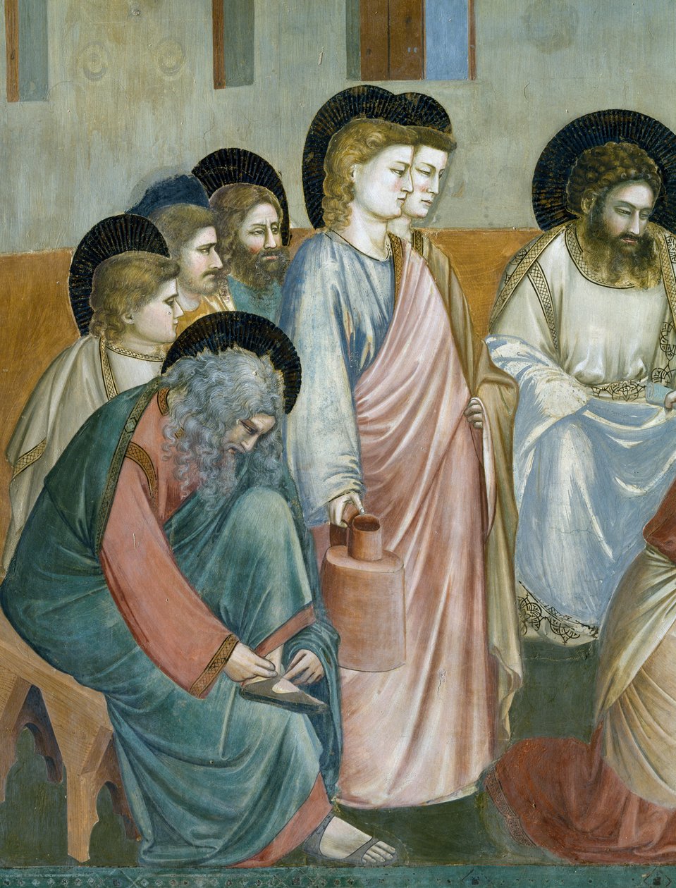 Fußwaschung, (Detail) aus Leben und Passion Christi, von Giotto von Giotto (c.1266-1337)