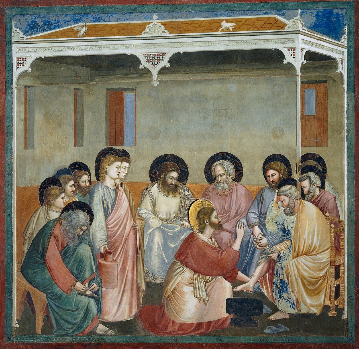 Fußwaschung, Detail aus Leben und Passion Christi, von Giotto von Giotto (c.1266 1337)