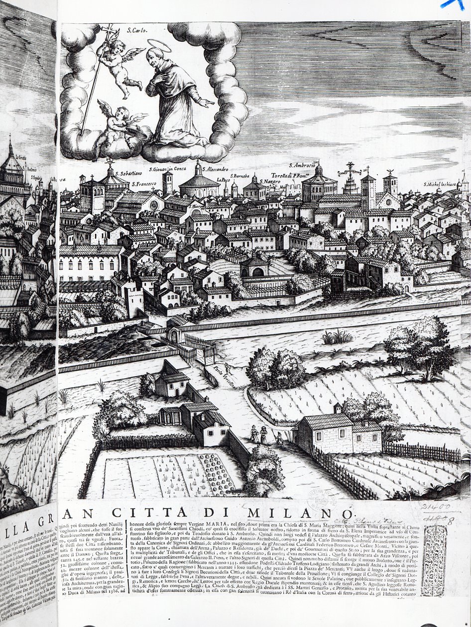 Ein Abschnitt einer Karte von Mailand, 1640 von Giovanni Battista Bonacina