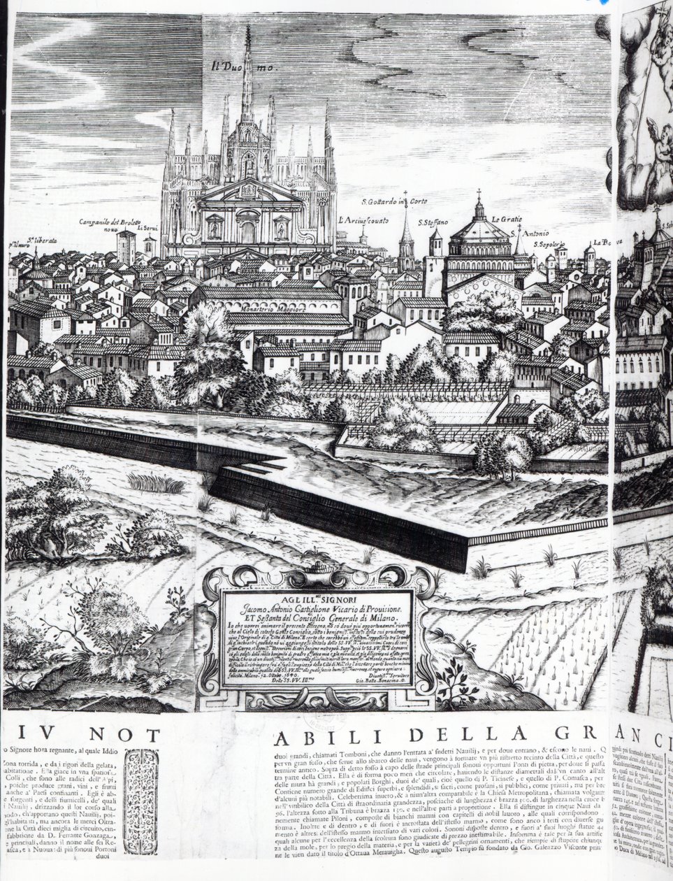 Ein Abschnitt einer Karte von Mailand, 1640 von Giovanni Battista Bonacina