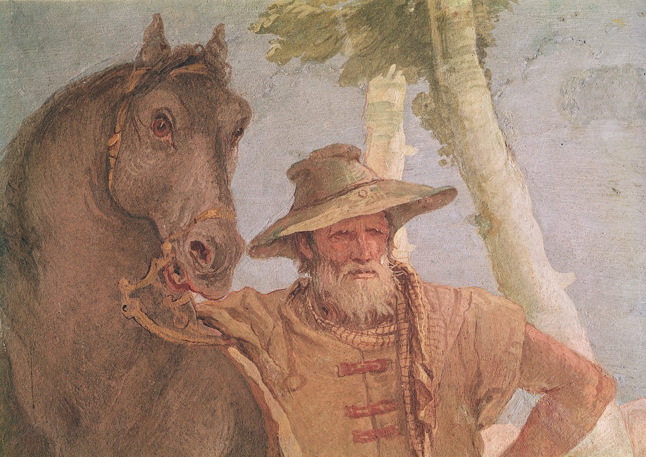 Detail des Reiters aus Angelica pflegt den verwundeten Medoro von Giovanni Battista Tiepolo