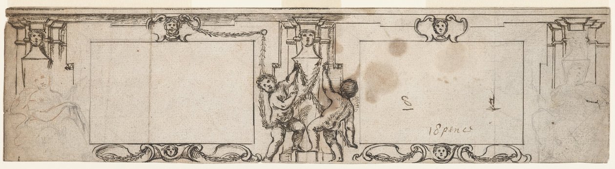 Entwurf für geschnitzte Wandverkleidung von Giovanni Francesco Romanelli