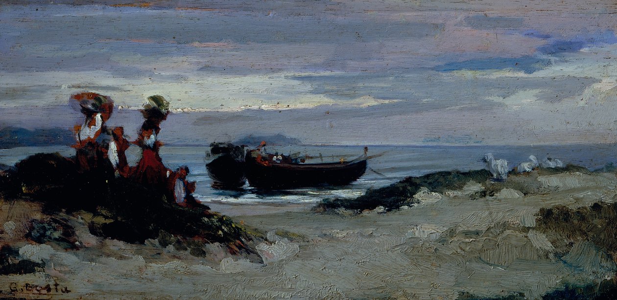 Frauen, die Holz am Strand von Anzio verladen, ca. 1852 von Giovanni (1826 1903) Costa