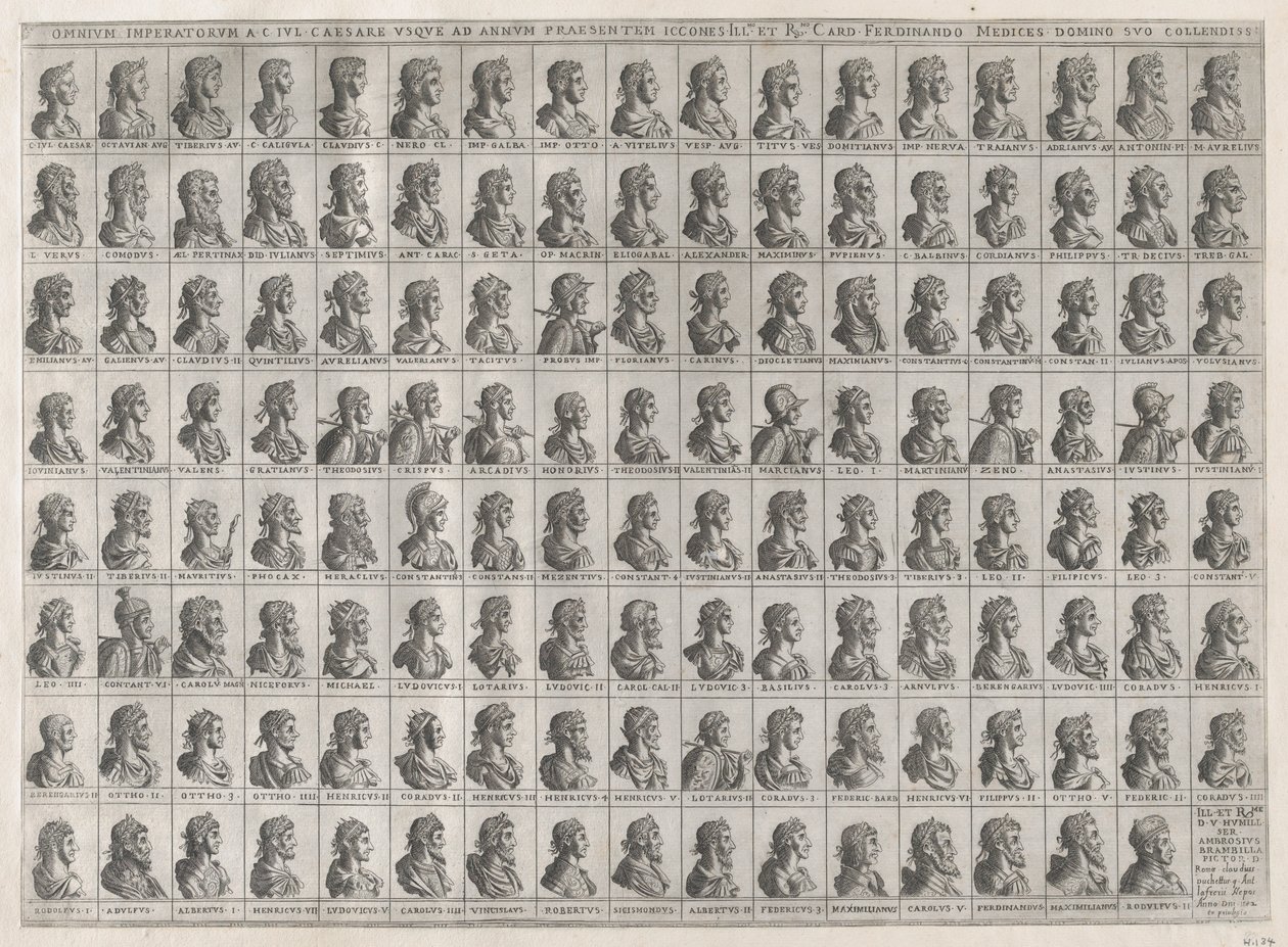 Speculum Romanae Magnificentiae: Porträts der Kaiser von Julius Caesar bis Rudolf II, 1582 von Giovanni Ambrogio Brambilla
