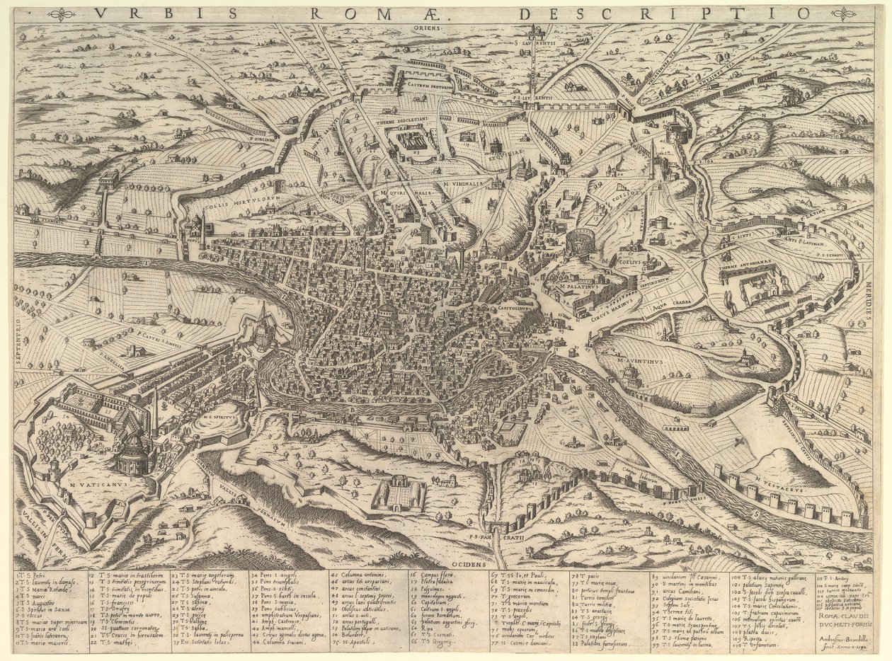 Speculum Romanae Magnificentiae: Blick auf das moderne Rom von Westen, 1590 von Giovanni Ambrogio Brambilla