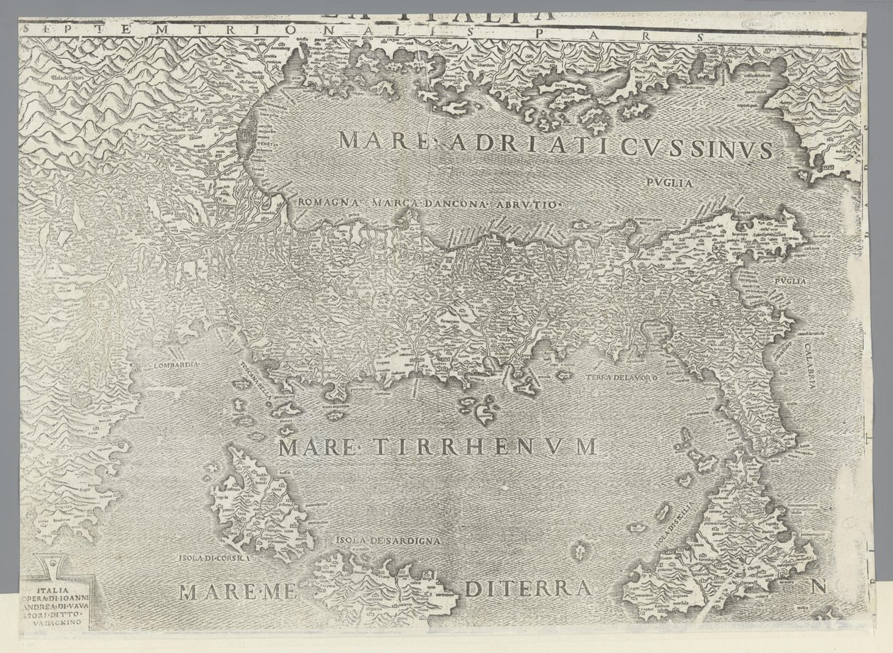 Karte von Italien von Giovanni Andrea Vavassore